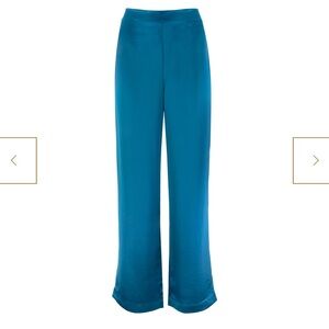 Donna Karan Teal Wide-Leg Pants